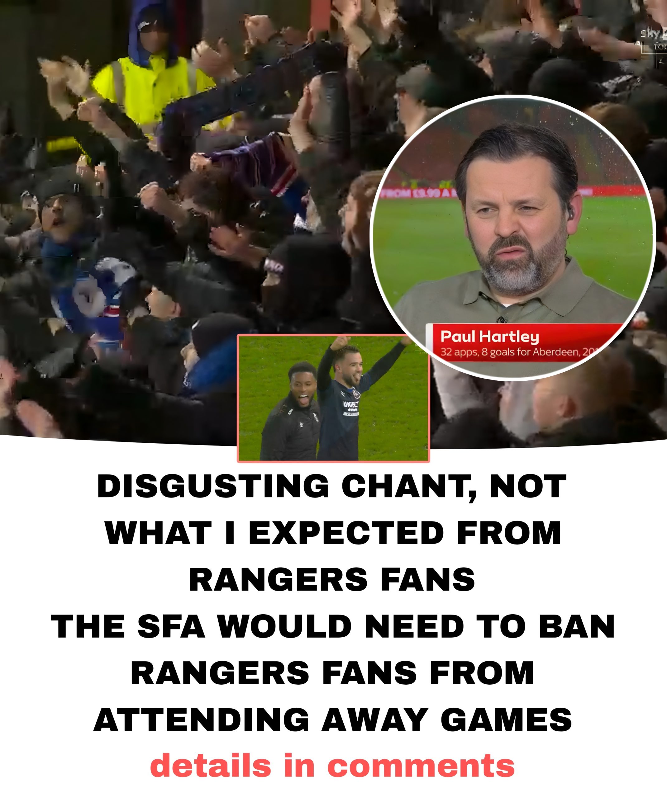 🚨 CHAOS IN THE PUNDIT ROOM 🚨 Paul Hartley immediately turn off the mic hearing the rangers chants Disgusting he called it … 🗣️”Bann them from attending away games